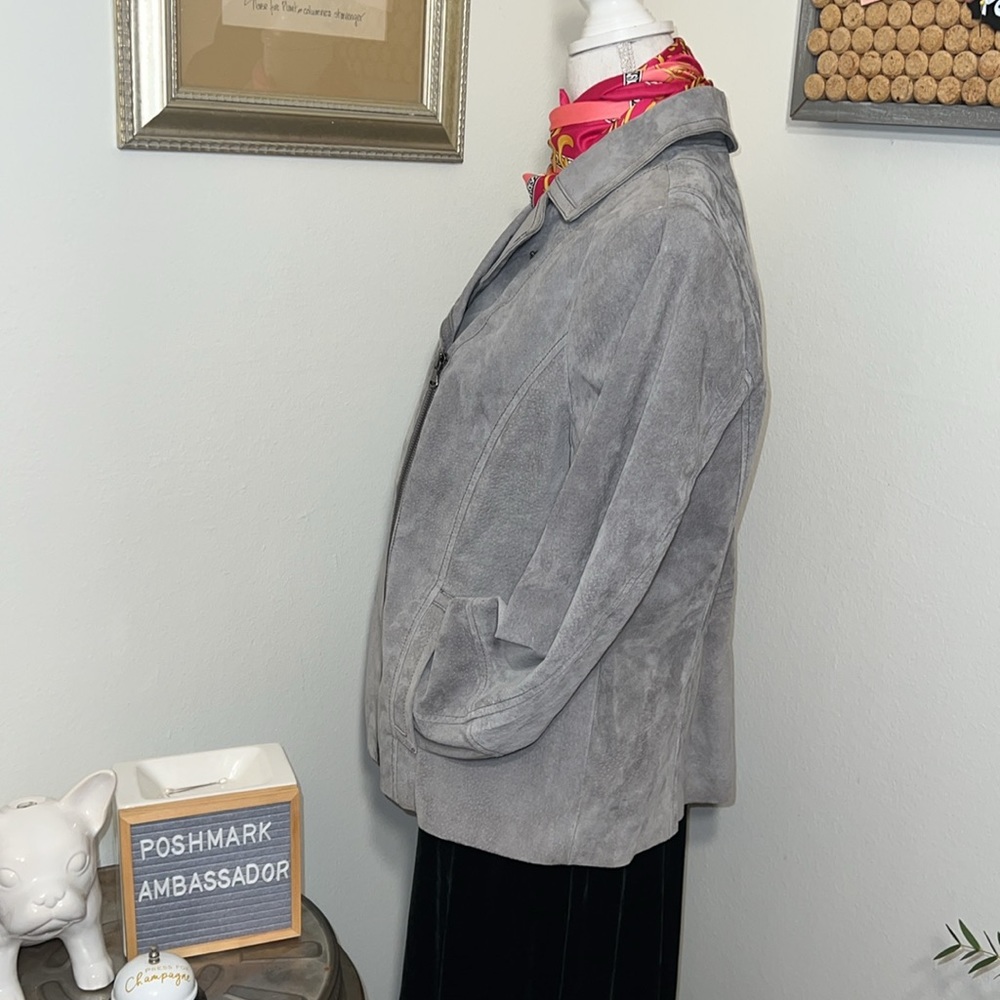 Isaac Mizrahi Gray Suede Moto Jacket NWOT Sz. 16 - Picture 3 of 9